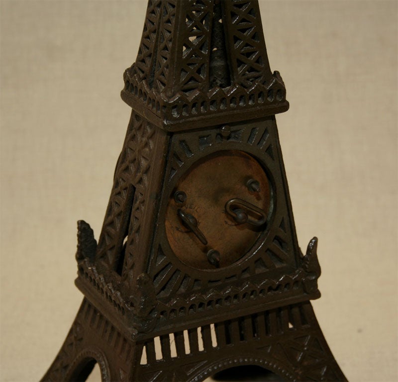 Iron Model of the Eiffel Tower, Inset Clock, Dated 1889 3