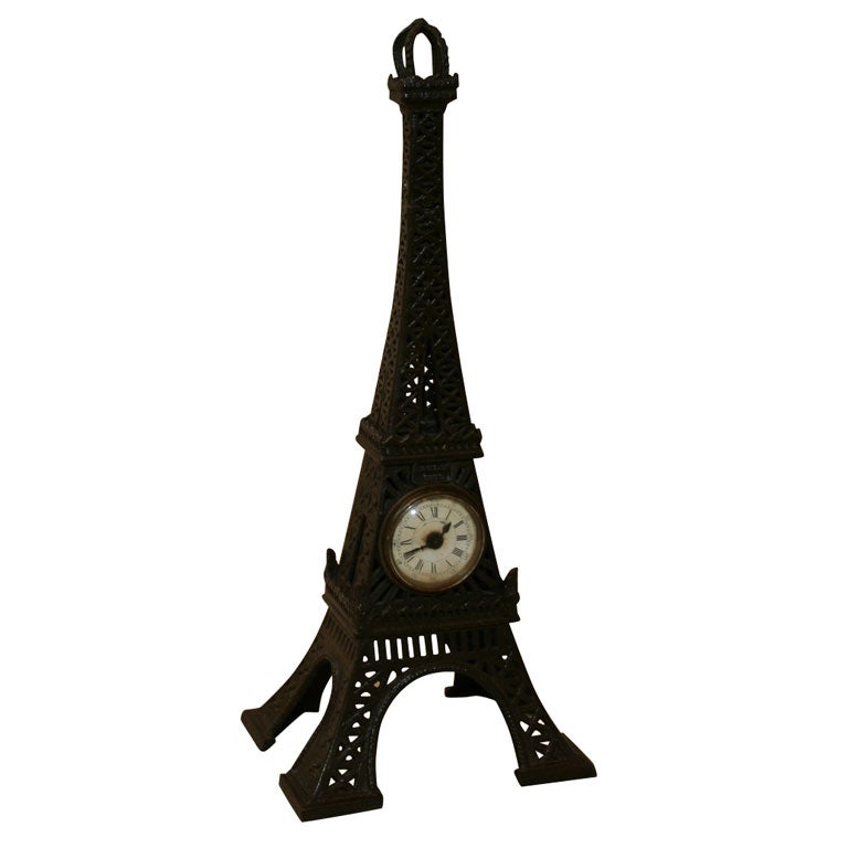 Iron Model of the Eiffel Tower, Inset Clock, Dated 1889