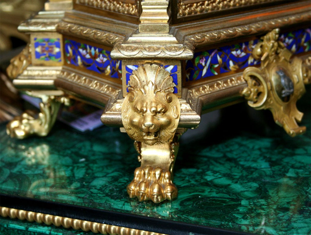 19th C. Ormolu and Champleve Enamel Mantel Clock by Japy Freres