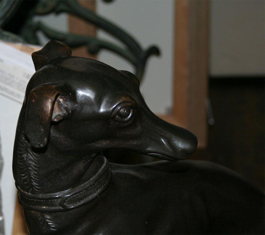 20th Century Large Bronze Figure of Two Whippet Dogs at Play For Sale