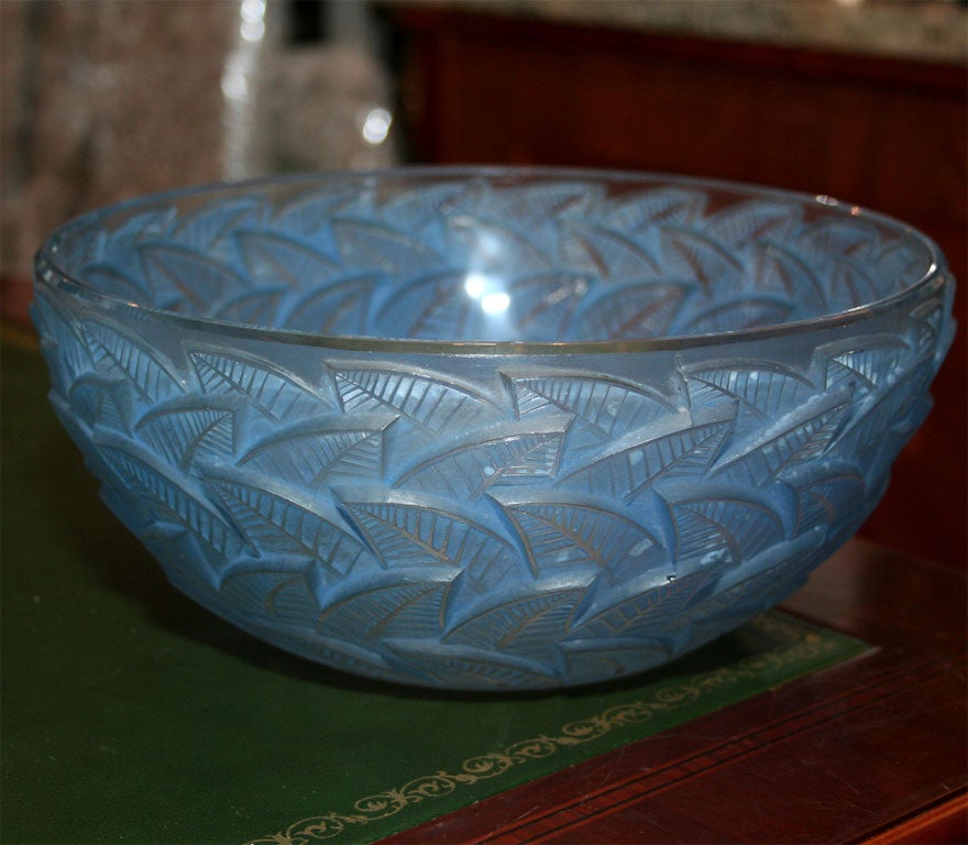 A Spectacular Limited Edition Turquoise Lalique Bowl. Signed R. Lalique France.