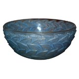 Rare Estate Turquoise Lalique Leaf Designed Bowl