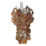 Red, Yellow & Clear Italian Glass Link Chandelier