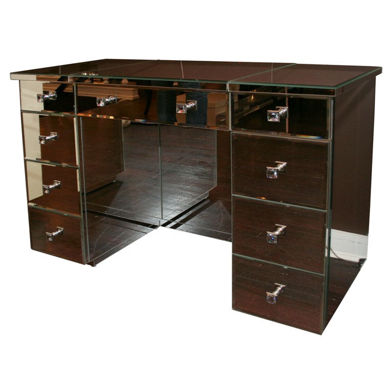 Modern FlipTop Mirrored Vanity Desk For Sale at 1stDibs
