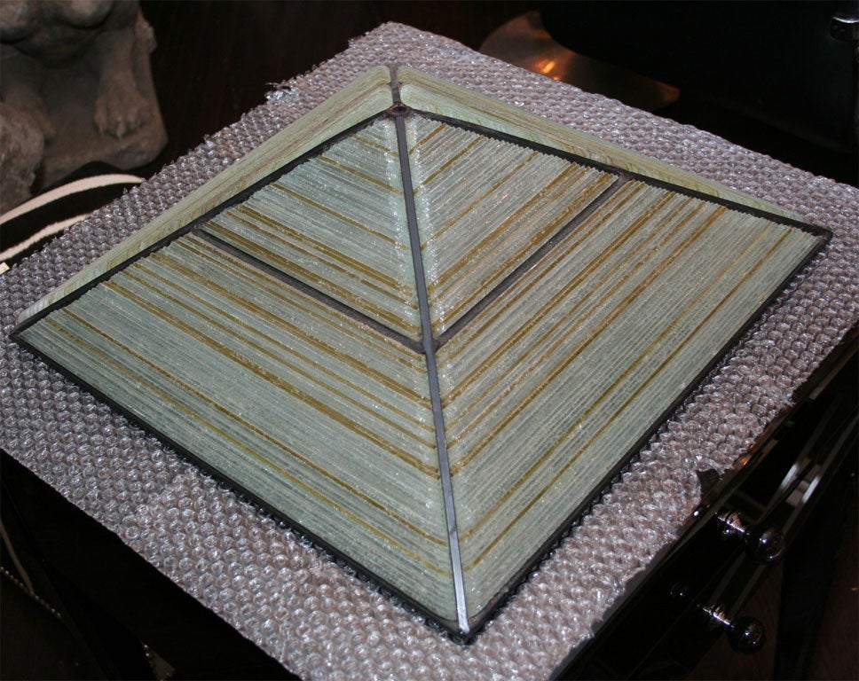 French Blue Pyramid Ceiling Mount Fixture