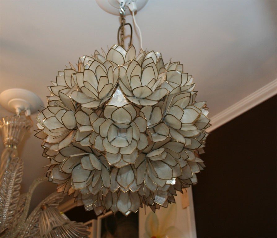 Large Capiz Shell Sputnik Fixture