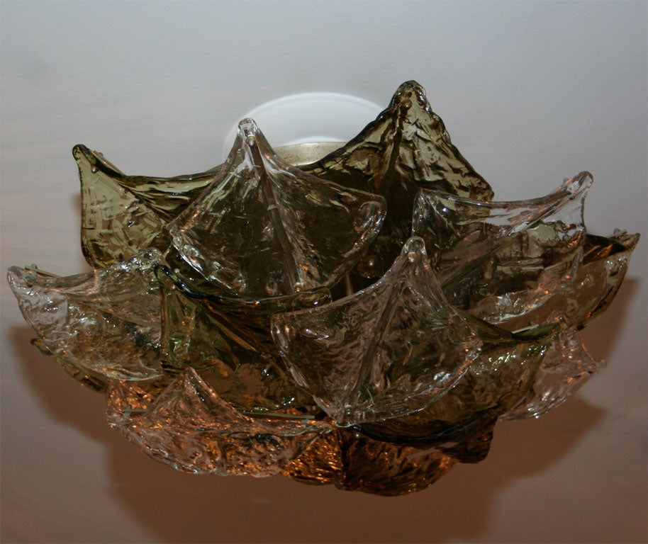 Mazzega Olive Leaf Ceiling Hugging Fixture