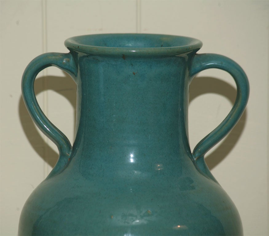 20th Century A ENGLISH GREEN POTTERY VASE SIGNED BY PICKFULL