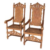 PAIR OF ANTIQUE RENAISSANCE STYLE HALL CHAIRS