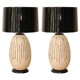 Pair Of Large Ceramic Table Lamps With Shades