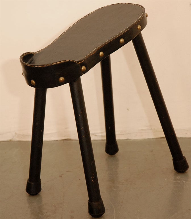 Leather Jacques Adnet  Valet  and  Footstool