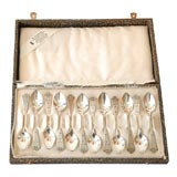 Set of 12 Dutch Silver Secessionist Demitasse Spoons