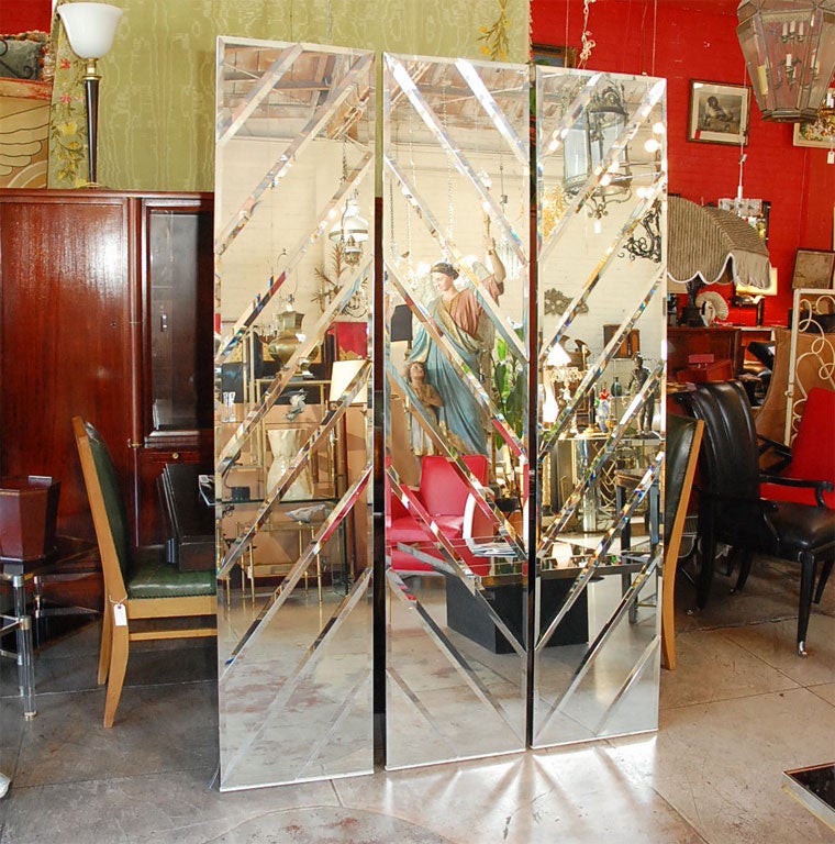 Mid-Century Modern 1970s Three Mirrors Panels
