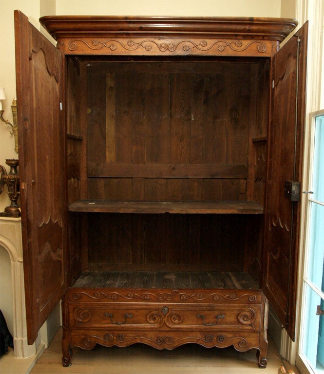 French Louis XV Walnut Armoire For Sale