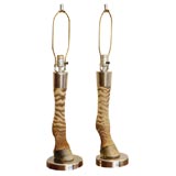 Pair Of Vintage Zebra Hoof Lamps