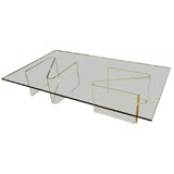 MINIMALISTIC GLASS AND LUCITE COFFEE TABLE