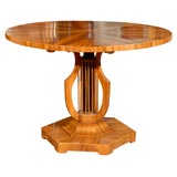 Biedermeier Walnut Pie Veneered Center Table with Lyre Pedestal