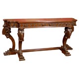 19th Century Italian Renaissance Style Carved Walnut Console