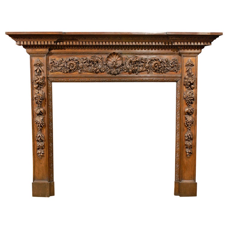 Remarkable 18th Century English Early Georgian Carved Mantle