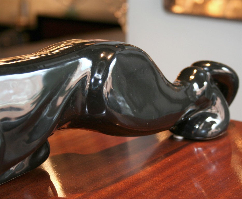 20th Century Art Deco Stylized Ceramic Panther with Backlight