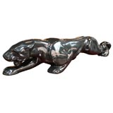 Art Deco Stylized Ceramic Panther with Backlight