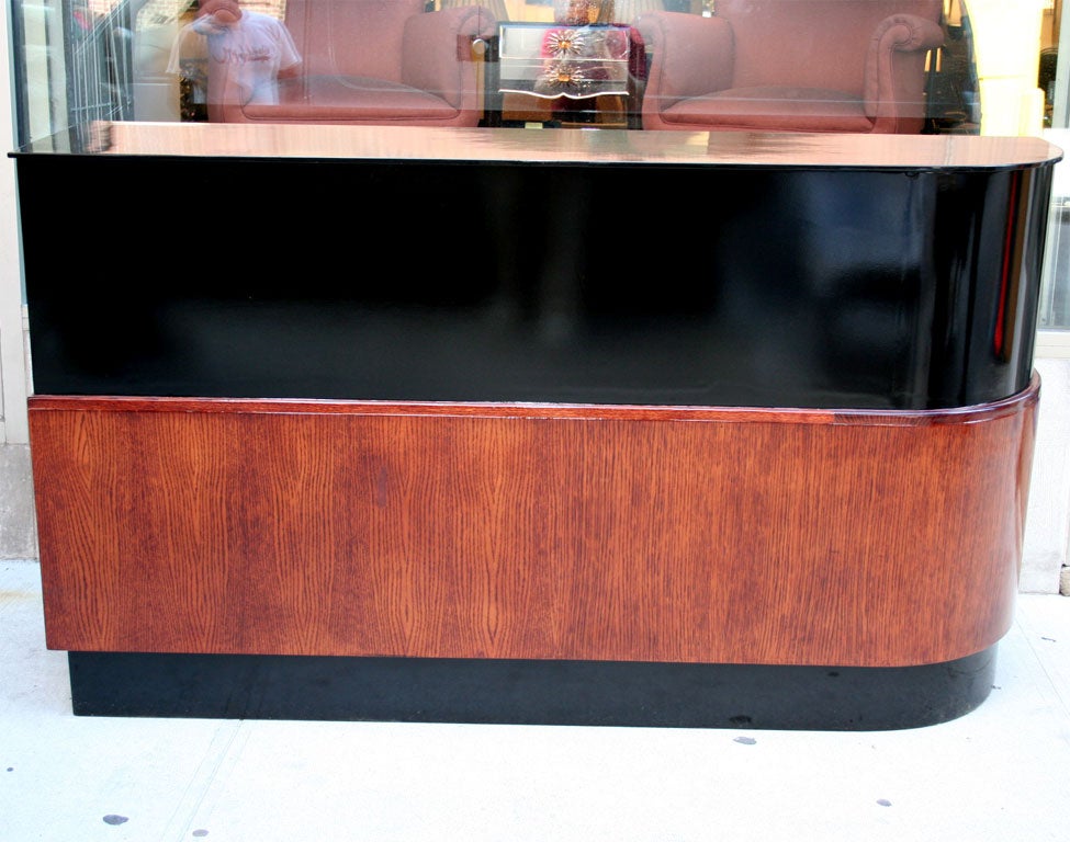 Streamline Walnut & Black Lacquer Dry Bar in the Style of Deskey 4