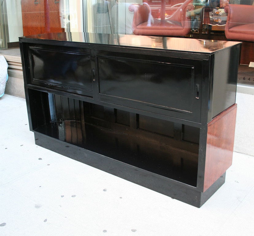 Streamline Walnut & Black Lacquer Dry Bar in the Style of Deskey 5