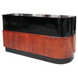 Streamline Walnut & Black Lacquer Dry Bar in the Style of Deskey