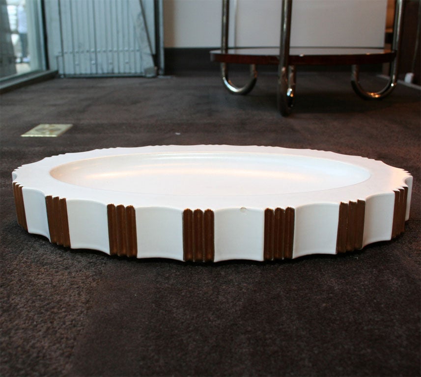 Mid-20th Century Art Deco Three-Piece Ceramic Center Piece Set by ROBJ, Paris