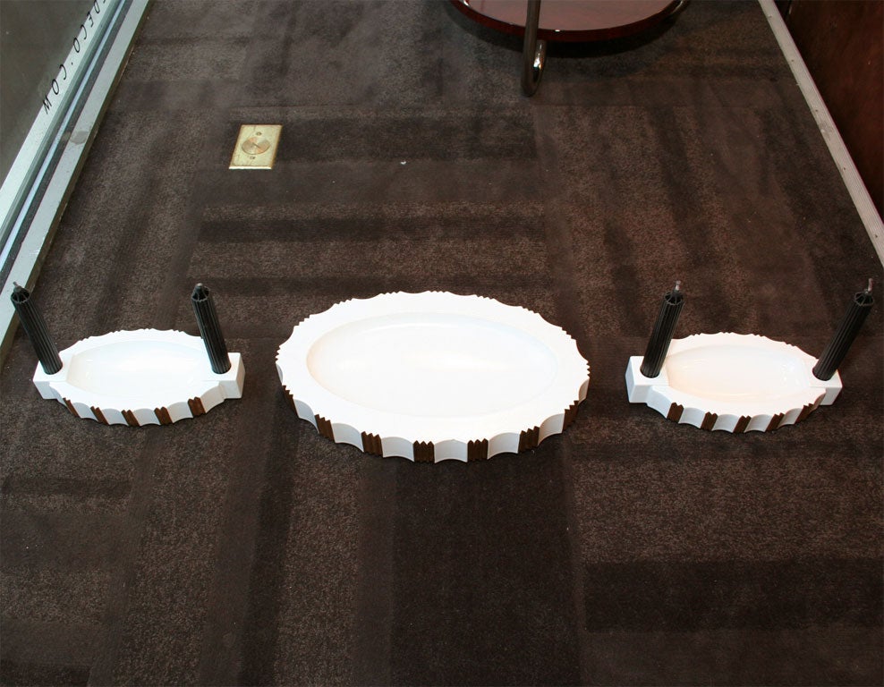 Art Deco Three-Piece Ceramic Center Piece Set by ROBJ, Paris 2