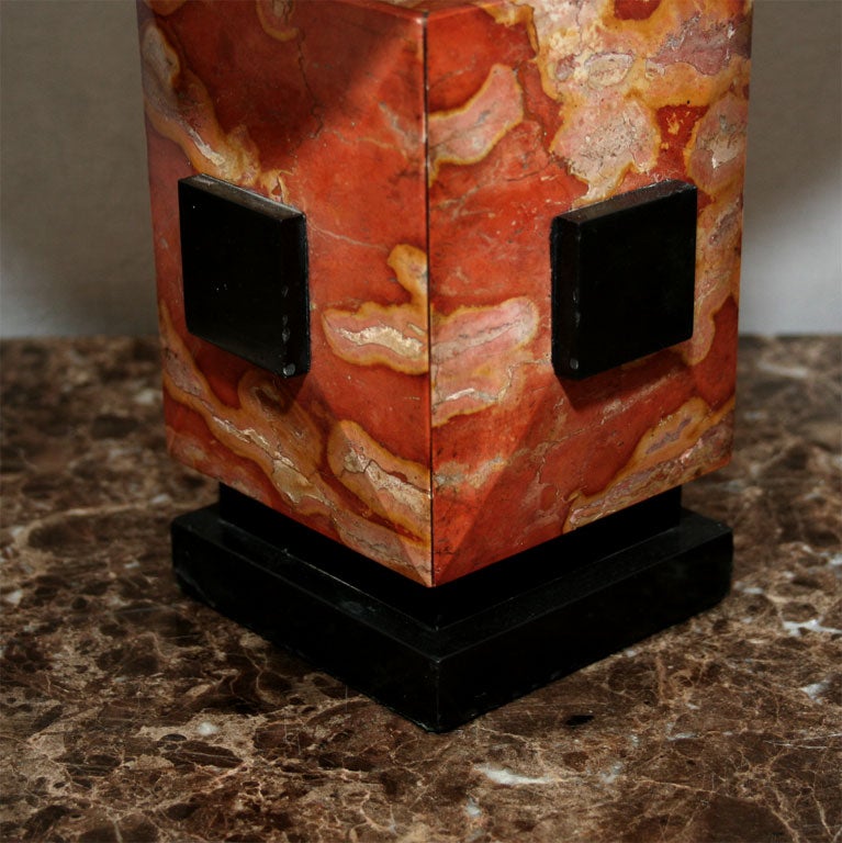 20th Century Table Lamps Pair Art Deco Cubist marble and onyx France 1920's For Sale