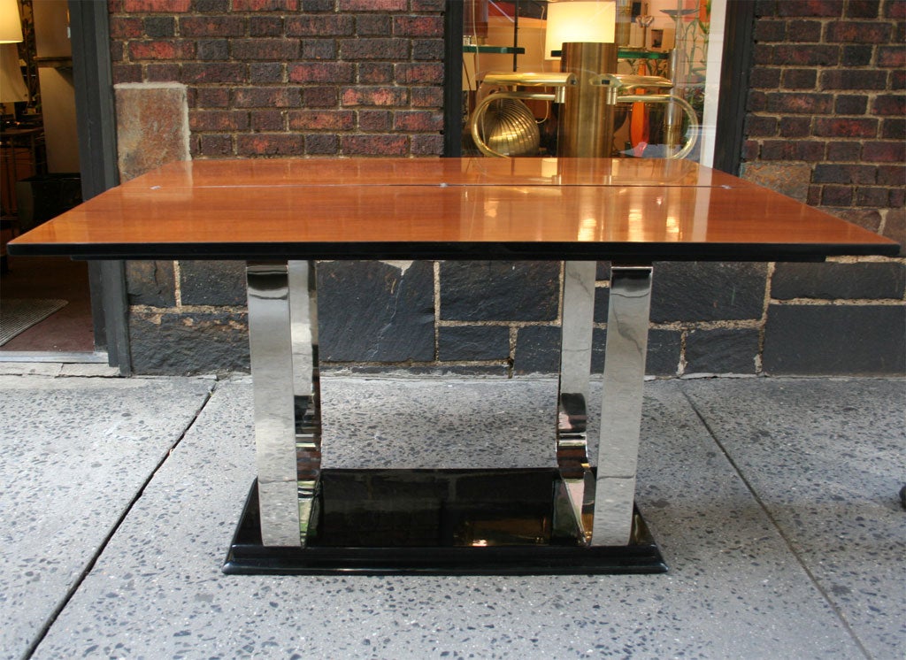 American Modernist lacquer and nickel Console/Dining Table In Good Condition In New York, NY