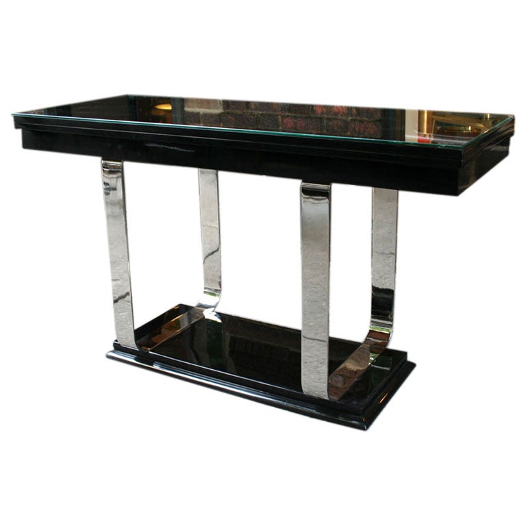 American Modernist lacquer and nickel Console/Dining Table