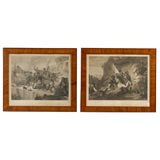 Pair French 19th Century Napoleonic Battle Scene Engravings