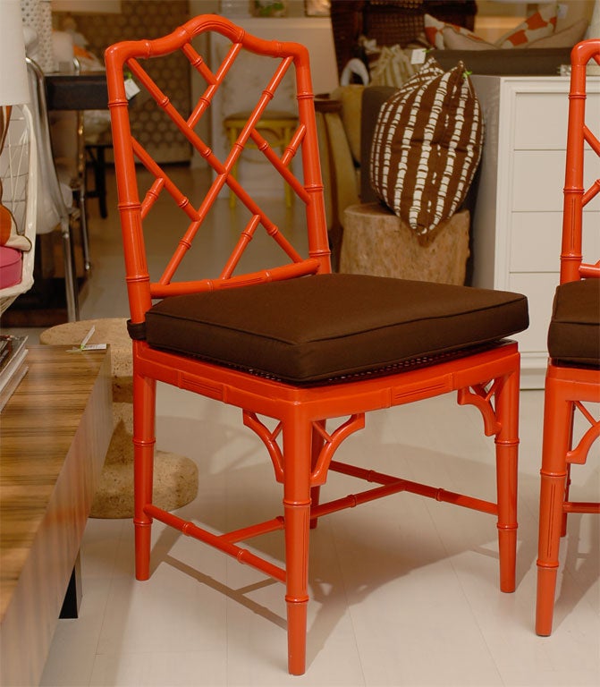 Mid-20th Century Red Chippendale Dining Chairs