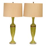 Pair of Used Olive Green Lamps