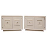 Pair of White Lacquer Cabinets with Original Nickel Pulls