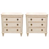 Pair of Gustavian Style 3-Drawer Commodes