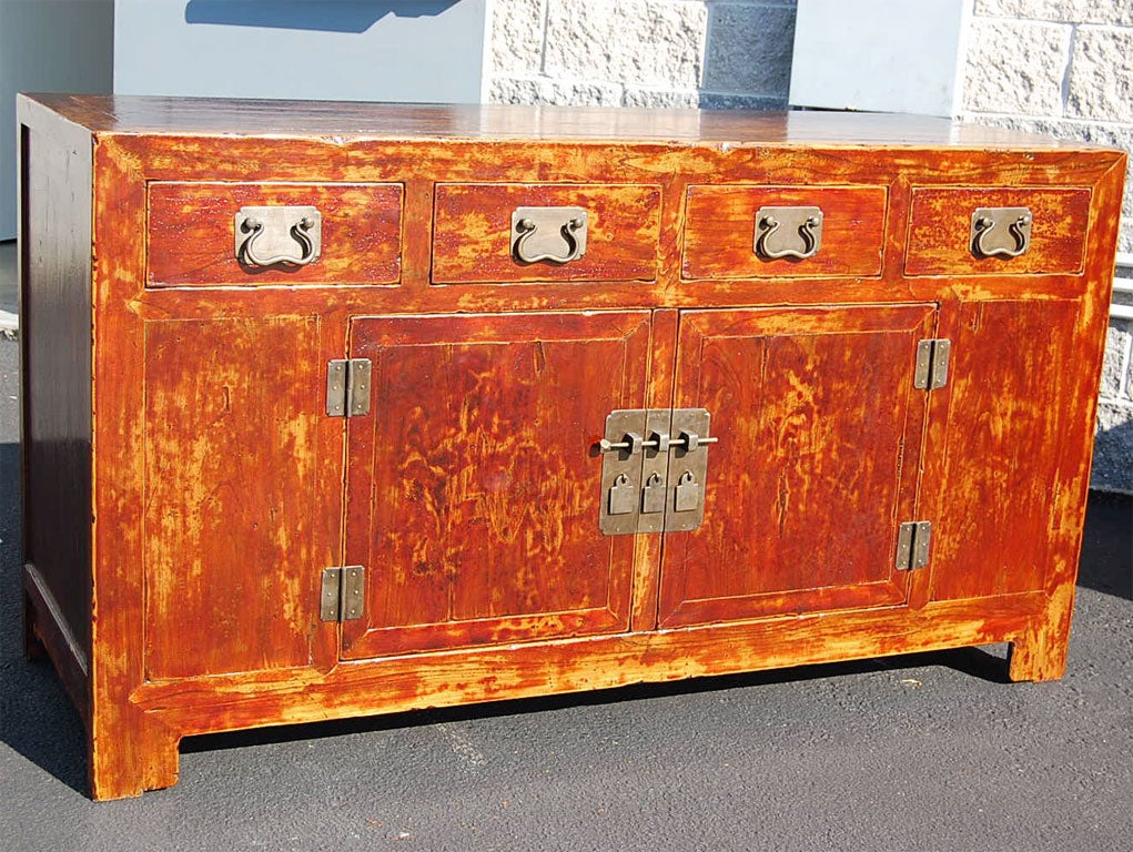 Mid to Late 19hC. Q'ing Dyansty Beijing Four Drawer Buffet with Brass Hardware In Excellent Condition In East Hampton, NY