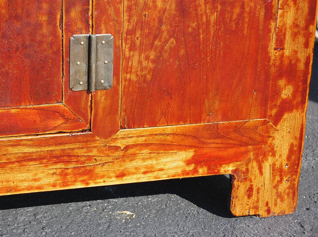 Lacquered Mid to Late 19hC. Q'ing Dyansty Beijing Four Drawer Buffet with Brass Hardware