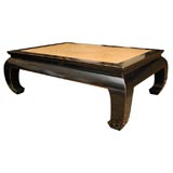 Blacl Lacquered Coffee Table, with Chow leg style, w Sea Grass