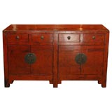 Antique Chinese Sideboard with Figural Painting on Side