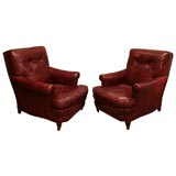 Pair Leather Club Chairs