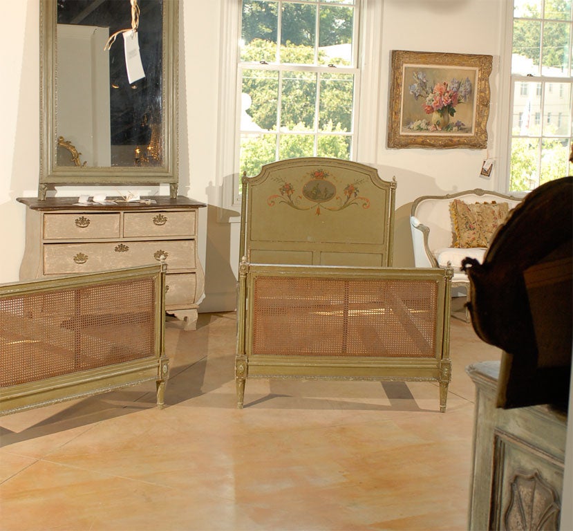 Pair of Early 19th Century Hand Painted FrenchTwin Beds