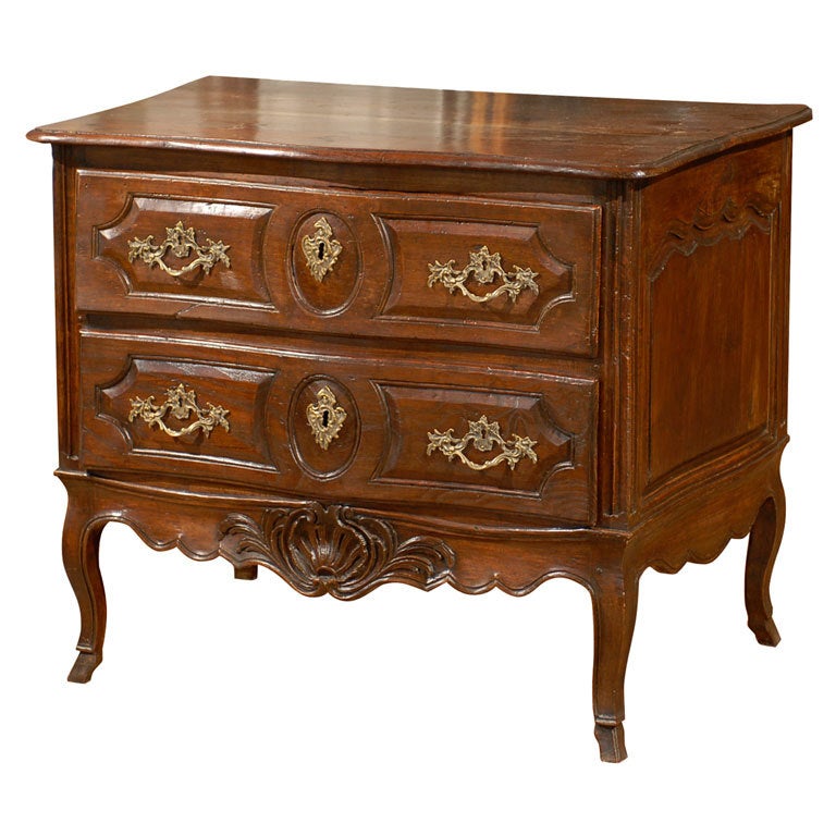 French Louis XV Period 1750s Two-Drawer Walnut Commode with Shell ...