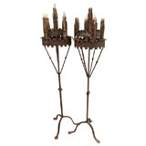 Pair of Mizner Style  Wrought Iron  Torchieres