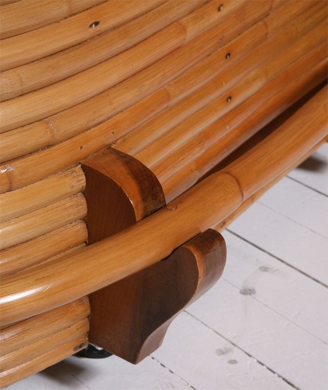 Mid-20th Century Paul Frankl Style Stacked Rattan Bar