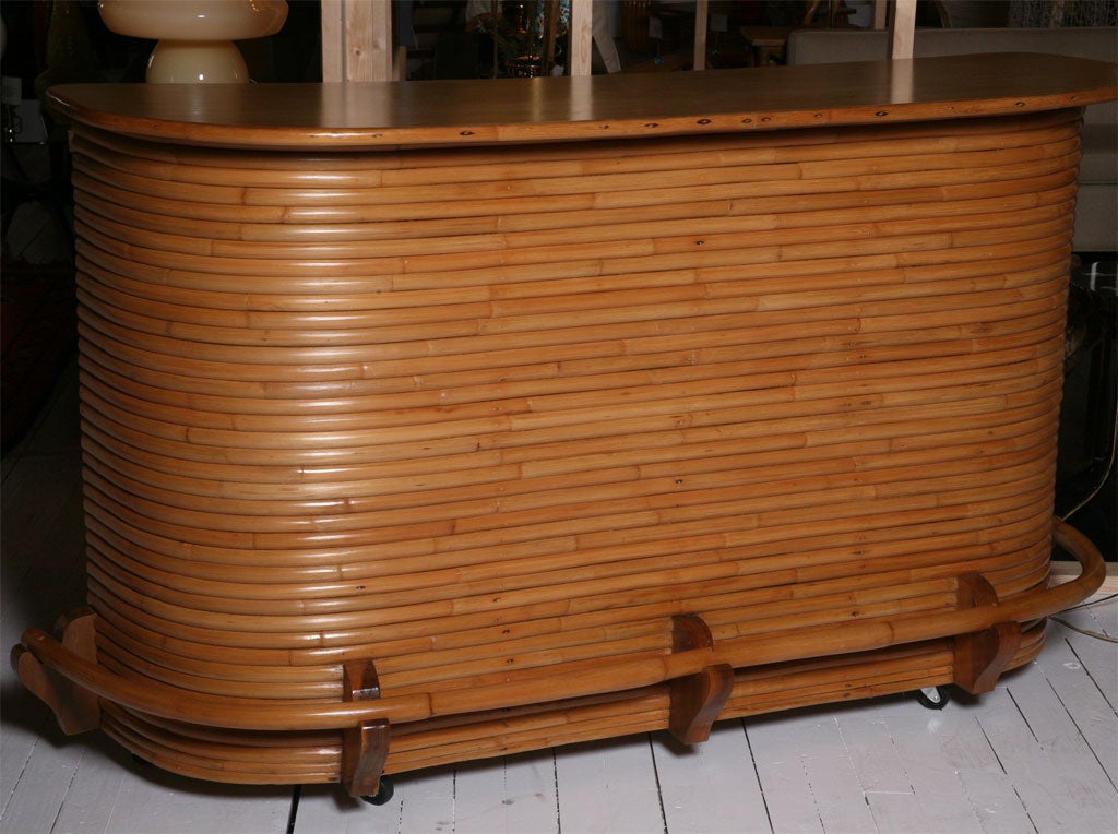 Paul Frankl Style Stacked Rattan Bar 3