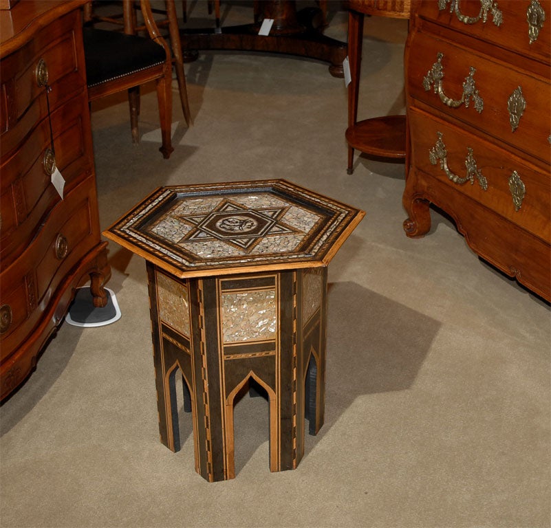 Ottoman table inlaid with ebony mother of pearl and fruitwood, circa 1880