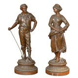 Pair French Metal Statues